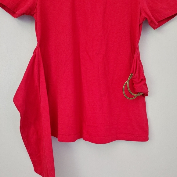 Anthropologie Maeve Dakota Short Sleeve T-Shirt Belted Wrap Top Red Small - Picture 11 of 16